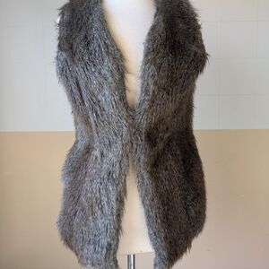 Chic Faux Fur Vest - Charcoal